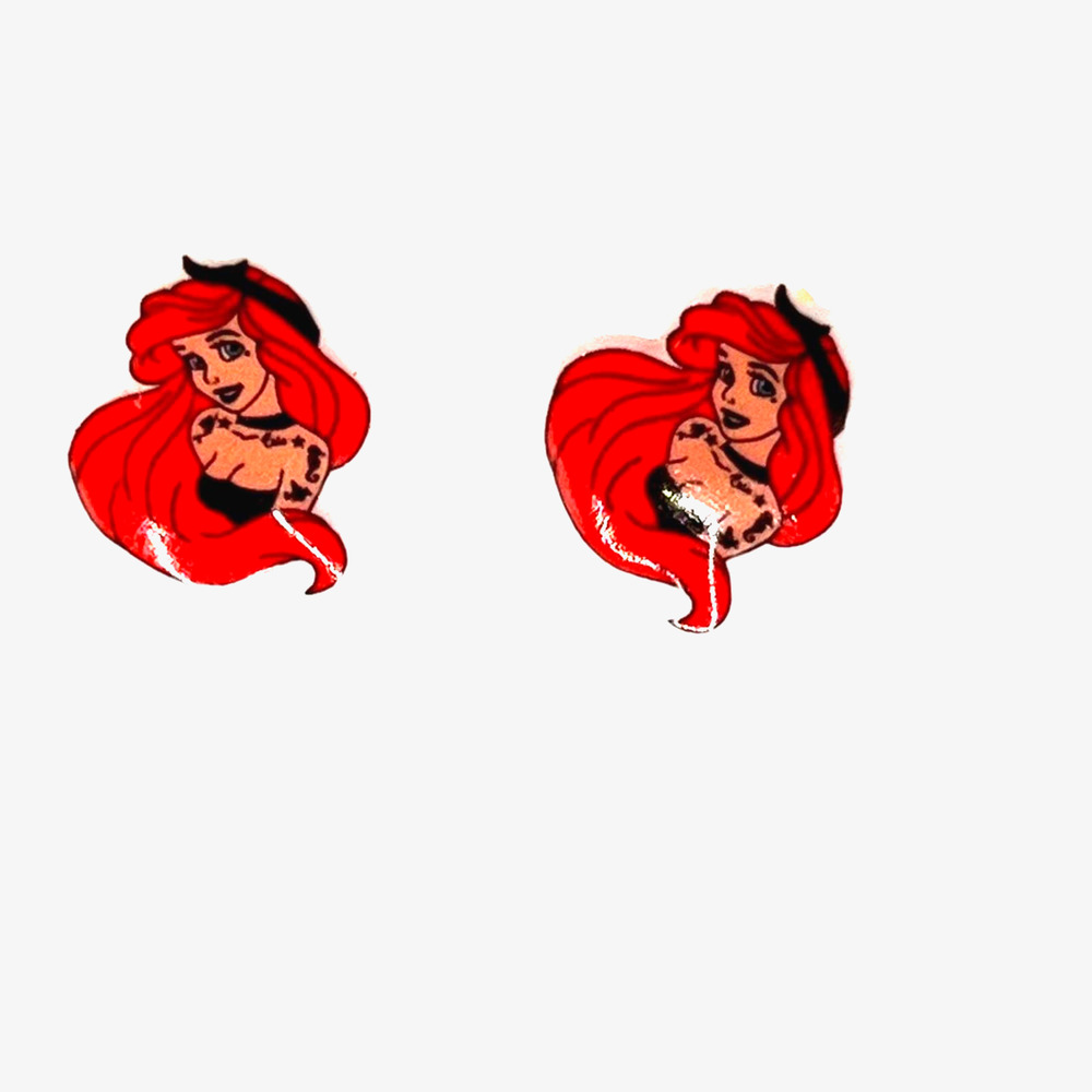 Ariel from Disney’s the Little mermaid punk rock earrings.